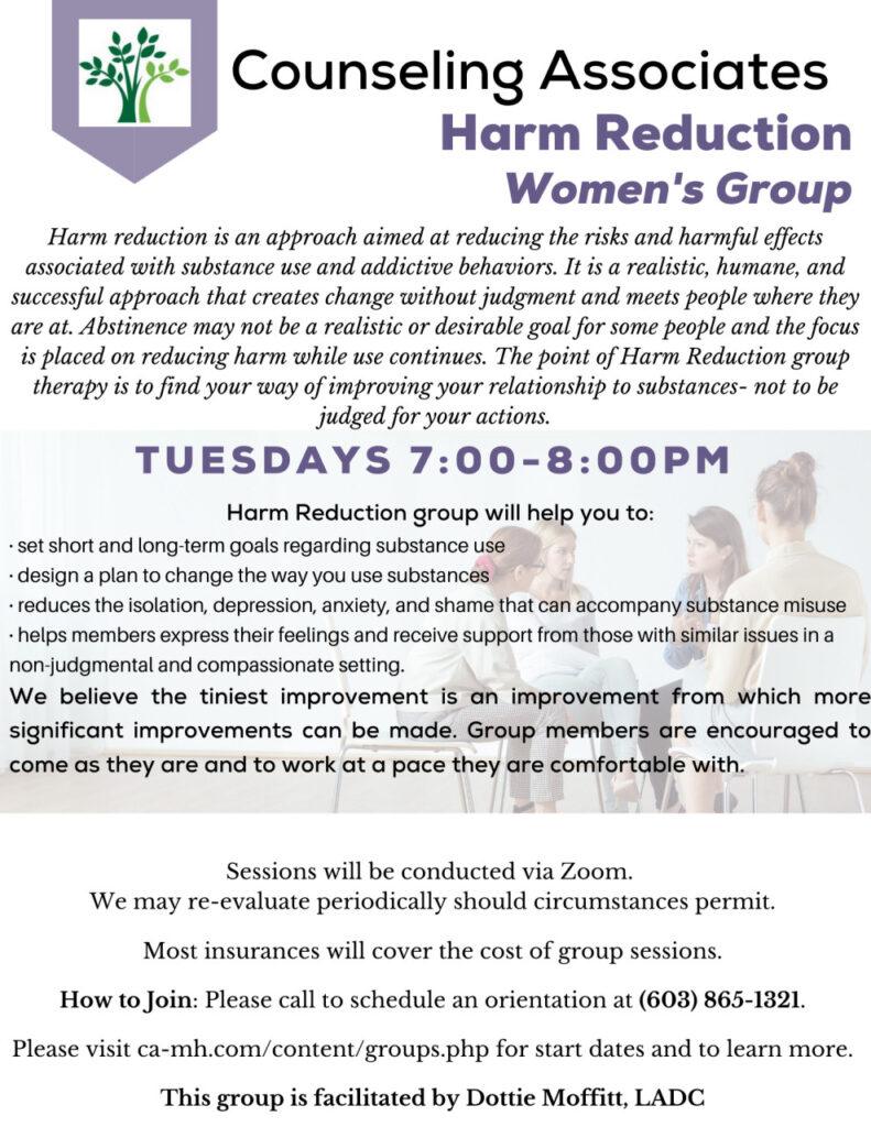 Harm Reduction Women's Group flyer